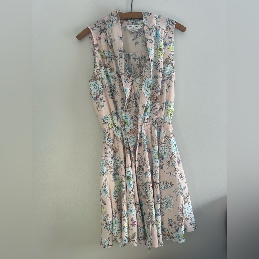 Molly Bracken medium pink sheer with multicoloured Floral midi sleeveless Dress